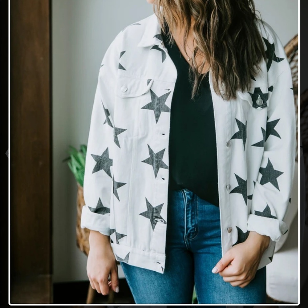 VSCO White Denim Star Jacket